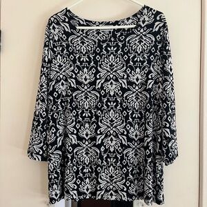 Sparkle & Shine JM Collection 3/4 Sleeve Tunic 1X Black & Light Gray